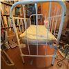 Image 9 : Vintage White Metal Baby Crib with Mattress