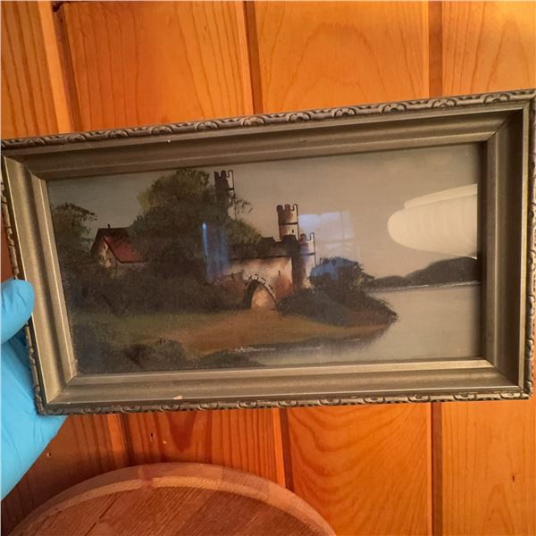 Framed Landscape Painting With Castle Scene