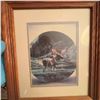 Image 2 : Framed Moose Print with Rustic Wooden Frame