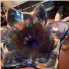 Image 3 : Vintage Iridescent Amethyst Carnival Glass Vase 12"