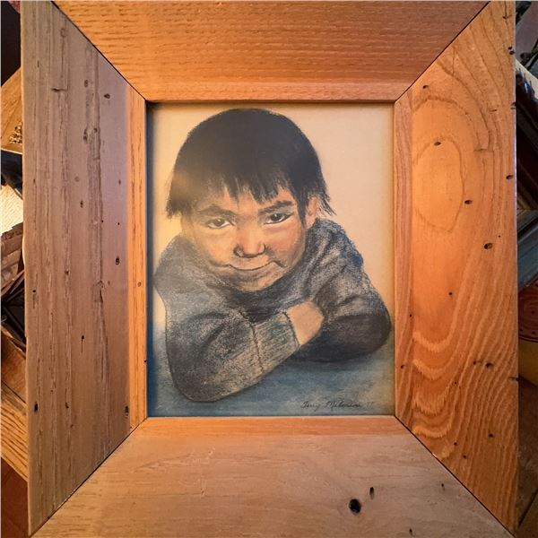 Terry Milne 1977 Pastel Portrait of Child, Framed