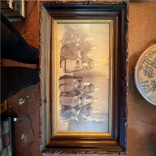 Antique 19th Century Family Portrait Photograph in Carved Frame