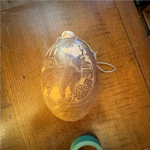 Hand-Carved Decorative Gourd Flask with Wildlife Motif