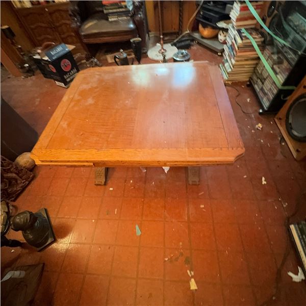 Antique Oak Dining Table with Carved Legs, 38" x 38"