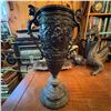 Image 1 : Antique Ornate Cast Metal Trophy Urn, Cherub Decoration, 16" Tall