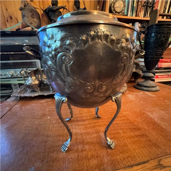 Vintage Silver Plate Samovar Beverage Dispenser on Paw Feet