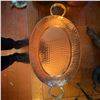 Image 1 : Hammered Copper Oval Serving Tray With Brass Handles, Made In India