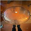 Image 3 : Hammered Copper Oval Serving Tray With Brass Handles, Made In India