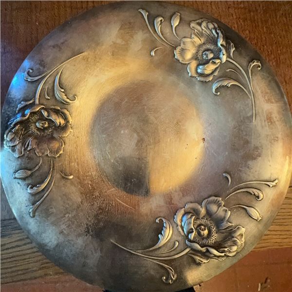 Vintage Silver-Plated Embossed Floral Charger Plate