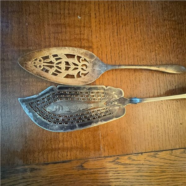 Antique Silver Plate Server and Ladles Assortment
