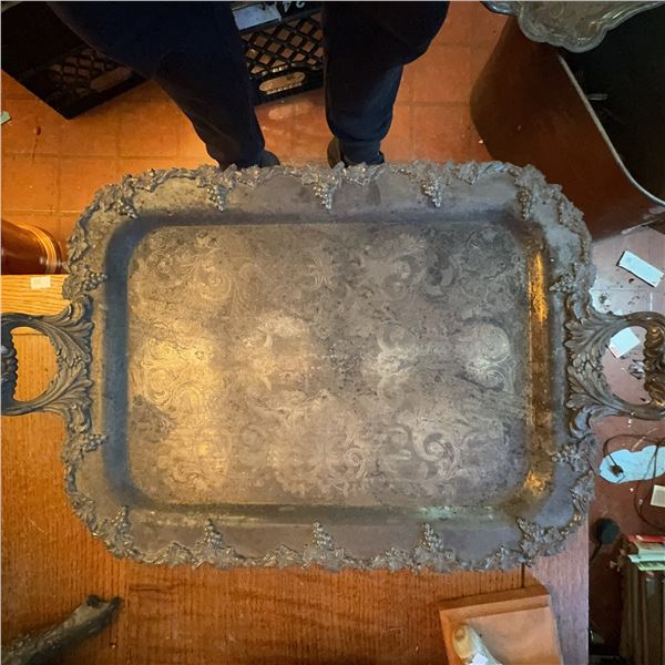 Large Victorian Silver Plate Serving Tray, 66 x 43 cm