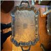 Image 1 : Large Ornate Silver-Plated Serving Tray with Handles