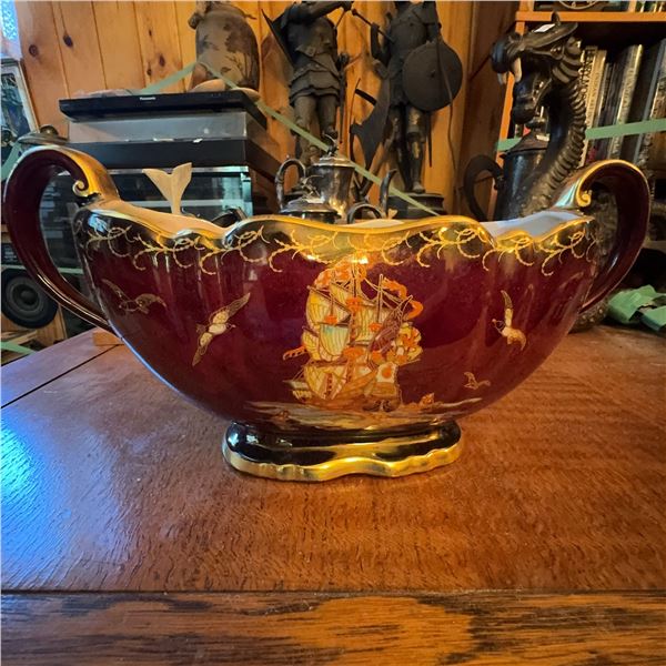 Royal Doulton Large Twin-Handled Bowl With Ship Motif