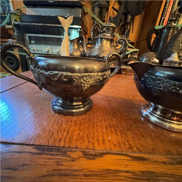 Old English Reproduction E.P. On Copper Sugar and Creamer Set by B. Rogers