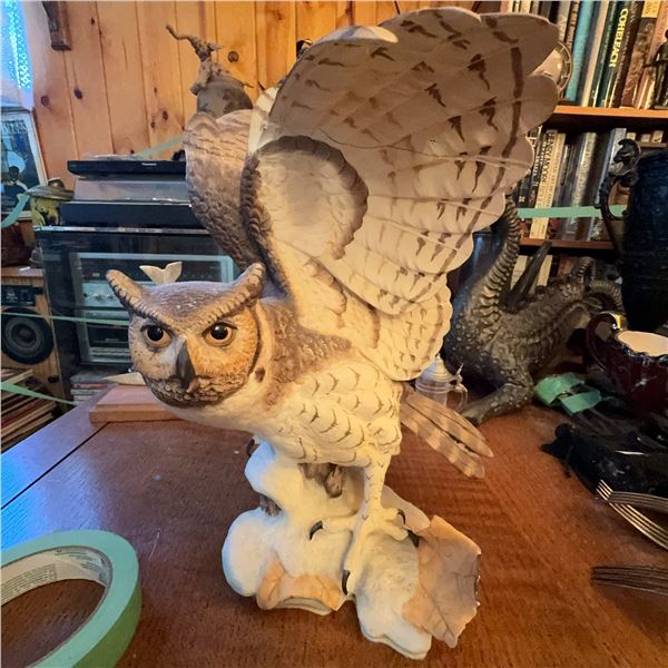 Large Hand-Painted Porcelain Owl Figurine