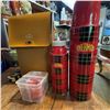 Image 5 : Vintage Thermos Safari Set with Red Plaid Bottles and Case