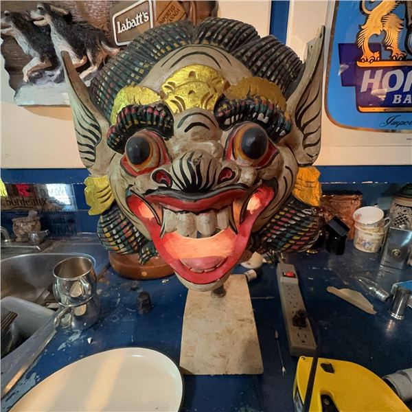 Balinese Style Barong Mask Lamp With Stand