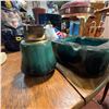 Image 3 : Vintage Green Ceramic Ashtray and Tabletop Lighter Set