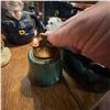Image 4 : Vintage Green Ceramic Ashtray and Tabletop Lighter Set