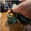 Image 5 : Vintage Green Ceramic Ashtray and Tabletop Lighter Set