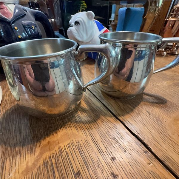 Birks Pewter Tankard Mugs Pair