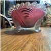 Image 3 : Victorian Art Glass Oil Lamp With Swirled Cranberry Base
