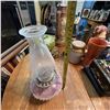 Image 6 : Victorian Art Glass Oil Lamp With Swirled Cranberry Base