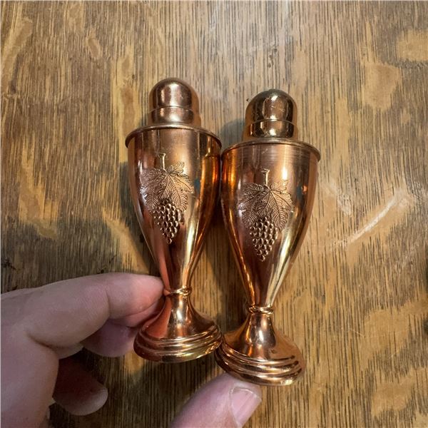 Vintage Viking Plate Copper Salt and Pepper Shakers