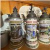 Image 1 : 4 German Regimental Beer Steins, Relief Lids, c.1900-1910