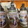 Image 3 : 4 German Regimental Beer Steins, Relief Lids, c.1900-1910