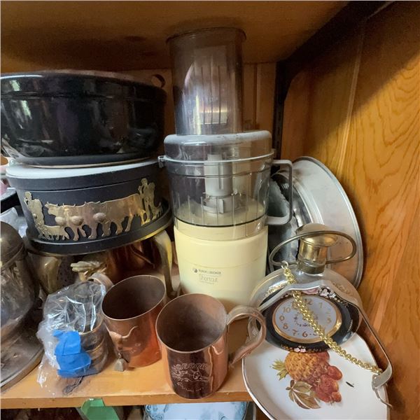 Shelf Lot: Vintage Kitchenware, Ceramic Canisters, Moscow Mule Mugs