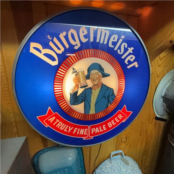 Vintage Burgermeister Beer Light-Up Sign, 21-Inch