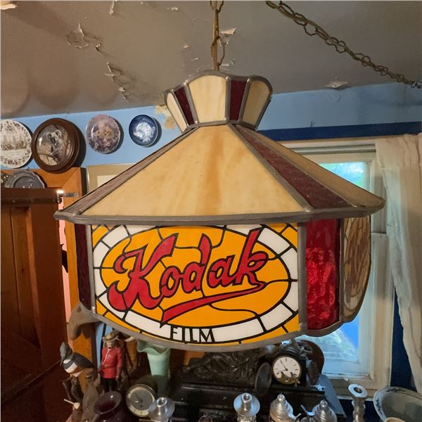 Vintage Kodak Stained Glass Hanging Lamp