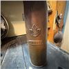 Image 2 : WWI Canadian Trench Art Shell Casing Jug, Maple Leaf Badge