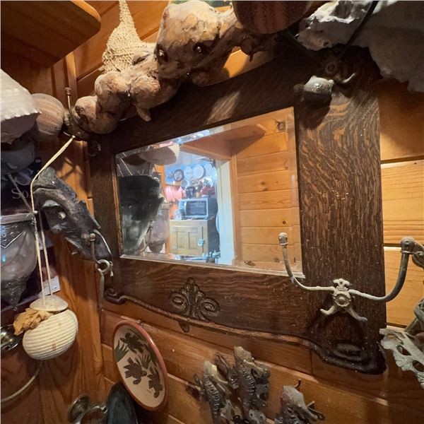 Eclectic Wall Decor Lot With Mirror, Fan, Shells and Nautical Items