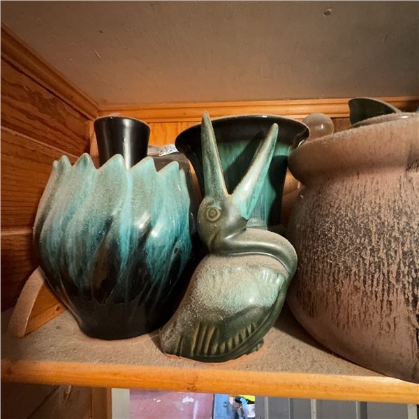 Vintage Canadian and American Green Drip Glaze Pottery