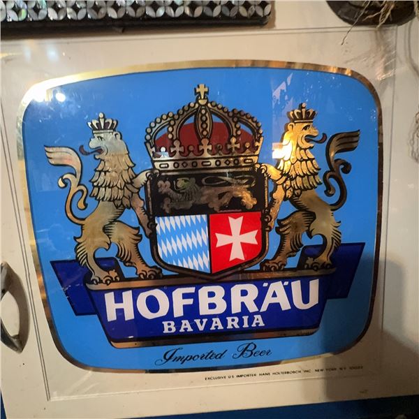 Vintage Hofbräu Bavaria Imported Beer Mirror Sign