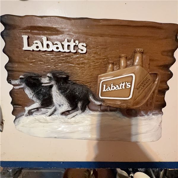 Vintage Labatt's Beer Sled Wall Plaque, 15" x 11"