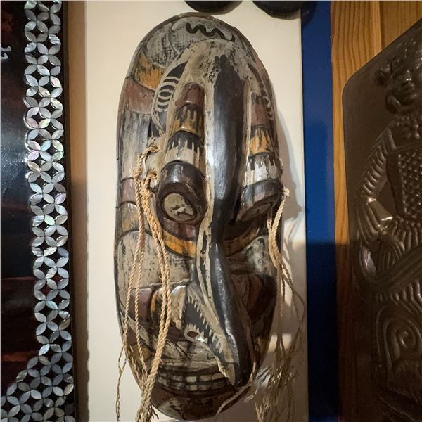 4 Ethnic Wood and Metal Wall Masks