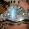 Image 2 : Carved Black Lacquer Triangular Side Table with Floral Inlay