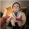 Image 1 : Porcelain Sailor Doll with Blue Eyes and White Outfit