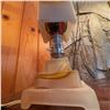 Image 5 : Vintage Square Art Deco Marble Table Lamp With Swirled Glass Shade