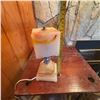 Image 6 : Vintage Square Art Deco Marble Table Lamp With Swirled Glass Shade