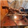 Image 7 : Vintage Panther Ceramic TV Lamp, Brown Glaze, 18" Wide