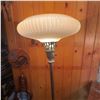 Image 1 : Vintage Art Deco Torchiere Floor Lamp with Frosted Glass Shade