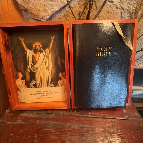 Holy Bible in Wooden Presentation Box, Calgary Alberta