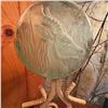 Image 2 : Vintage Cast Metal & Art Glass Ibex Medallion Sculpture, 13.5" Tall