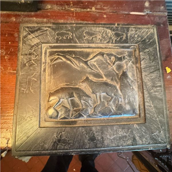Nature of Canada Black Soapstone Carved Box with Wildlife Motif