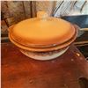 Image 1 : Vintage Brown Drip Glaze Stoneware Casserole Dish with Lid
