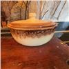 Image 3 : Vintage Brown Drip Glaze Stoneware Casserole Dish with Lid